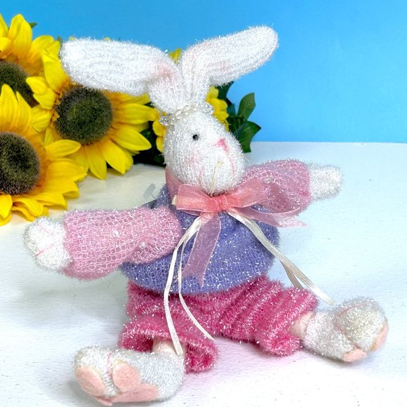 Ganz Easter Bunny Rabbit‎ 7" Fuzzy Plush Stuffed Animal Toy or Decoration - Picture 2 of 6